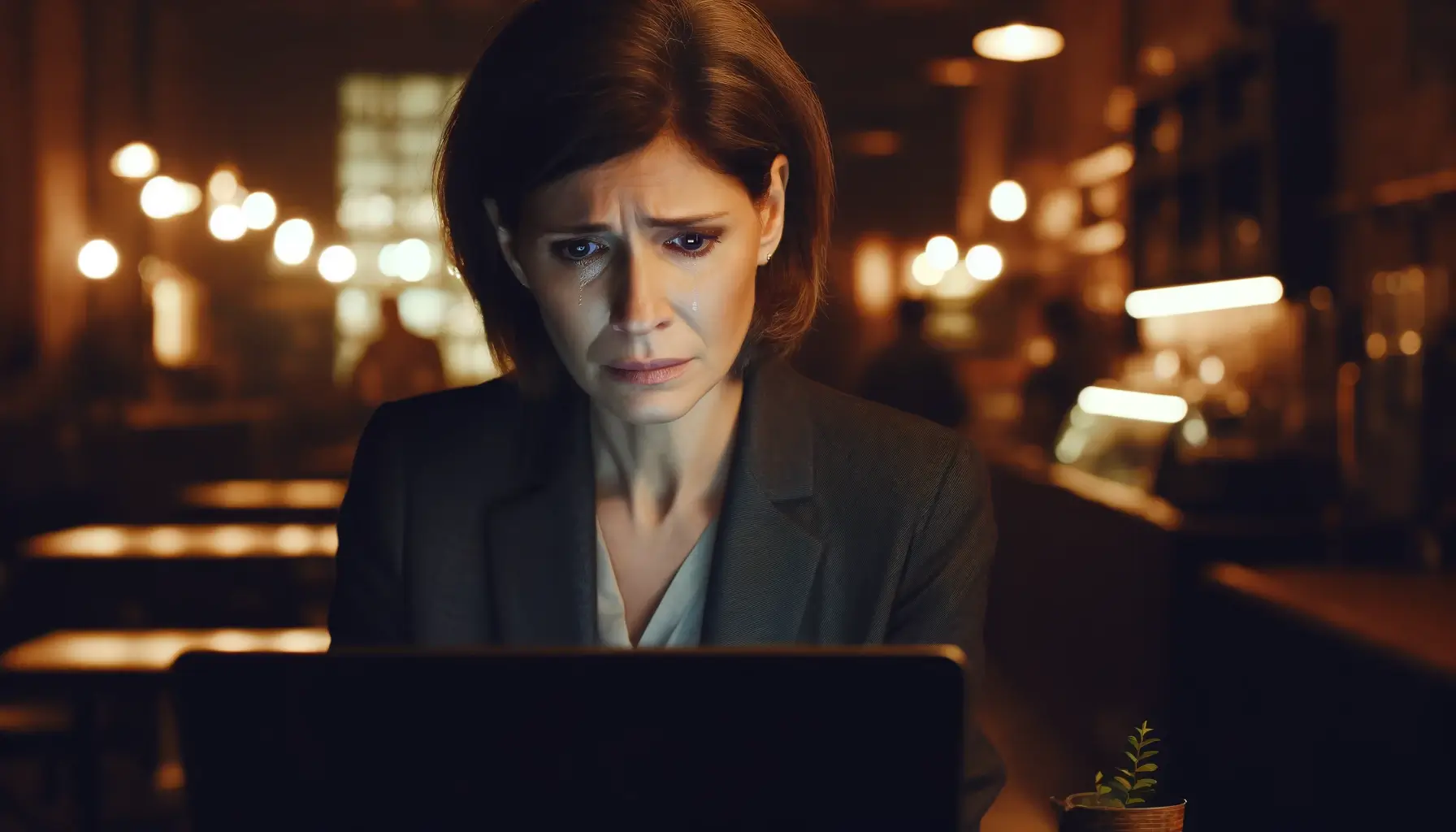 Business owner looking at a bad review